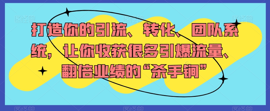 打造你的引流、转化、团队系统，让你收获很多引爆流量、翻倍业绩的“杀手锏”-升阶有道