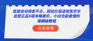 搭建自动销售平台，超低价渠道销售京东自营正品0成本赚差价，小白也能看懂的保姆级教程【揭秘】-升阶有道
