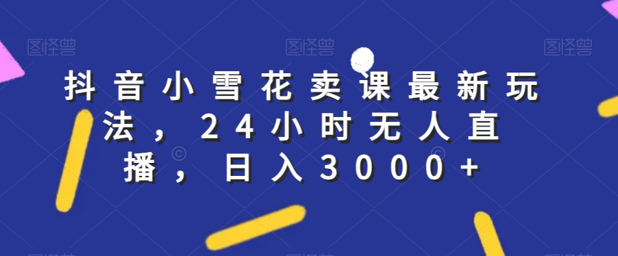 抖音小雪花卖课最新玩法，24小时无人直播，日入3000+【揭秘】-升阶有道