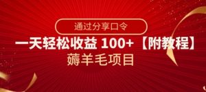 薅羊毛项目,靠分享口令,一天轻松收益100+【附教程】【揭秘】-升阶有道