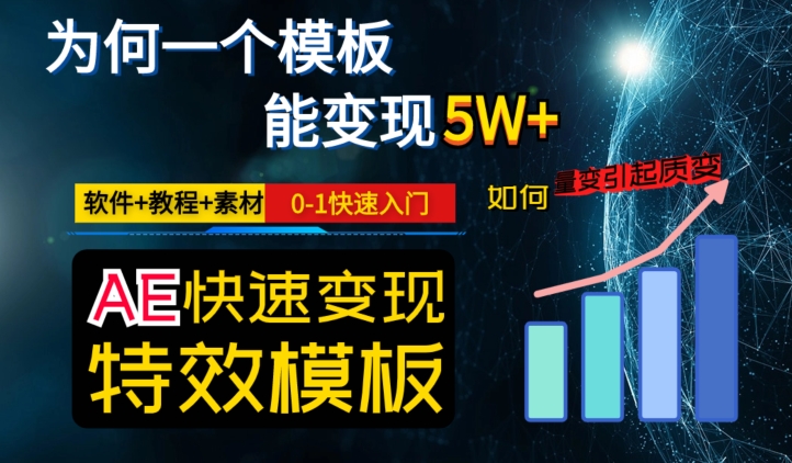 AE视频特效模板变现月入3-5W，0-1快速入门，软件+教程+素材-升阶有道