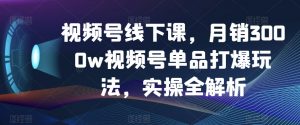 视频号线下课，月销3000w视频号单品打爆玩法，实操全解析-升阶有道