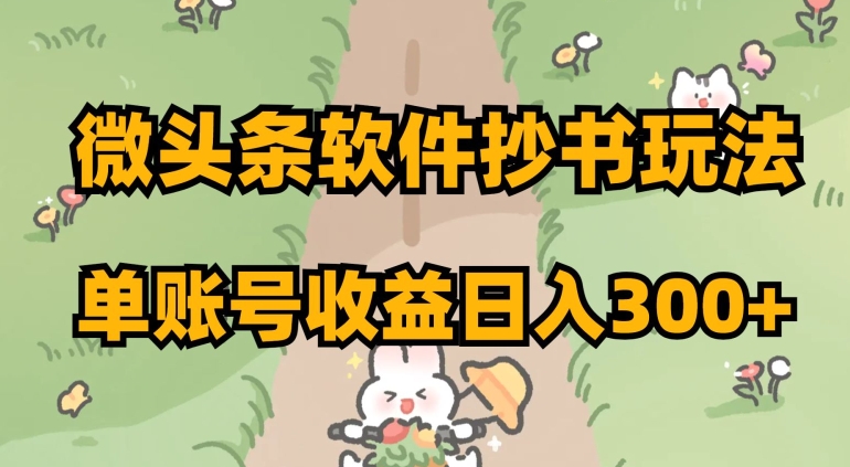 微头条软件抄书玩法，单账号收益日入300+【揭秘】-升阶有道