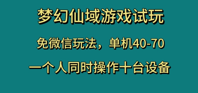 梦幻仙域游戏试玩，免微信玩法，单机40-70，一个人同时操作十台设备【揭秘】-升阶有道