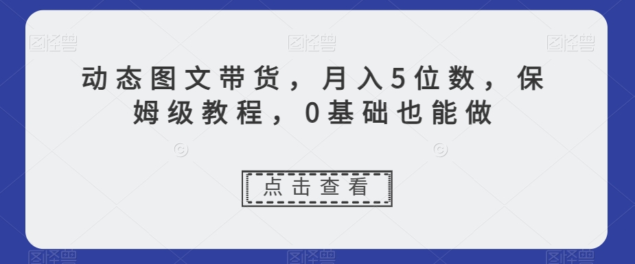 动态图文带货，月入5位数，保姆级教程，0基础也能做【揭秘】-升阶有道