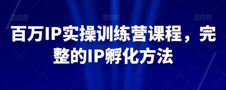 百万IP实操训练营课程，完整的IP孵化方法-升阶有道