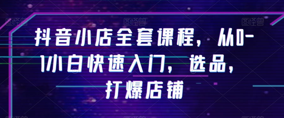 抖音小店全套课程，从0-1小白快速入门，选品，打爆店铺-升阶有道