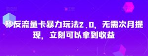 秒反流量卡暴力玩法2.0,无需次月提现,立刻可以拿到收益【揭秘】-升阶有道