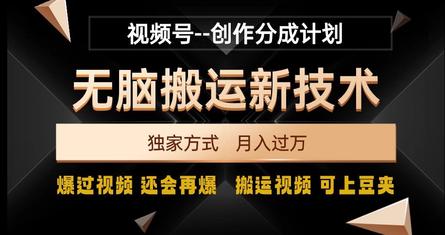 视频号无脑搬运新技术，破原创壕流量，独家方式，爆过视频，还会再爆【揭秘】-升阶有道