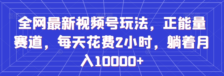全网最新视频号玩法，正能量赛道，每天花费2小时，躺着月入10000+【揭秘】-升阶有道