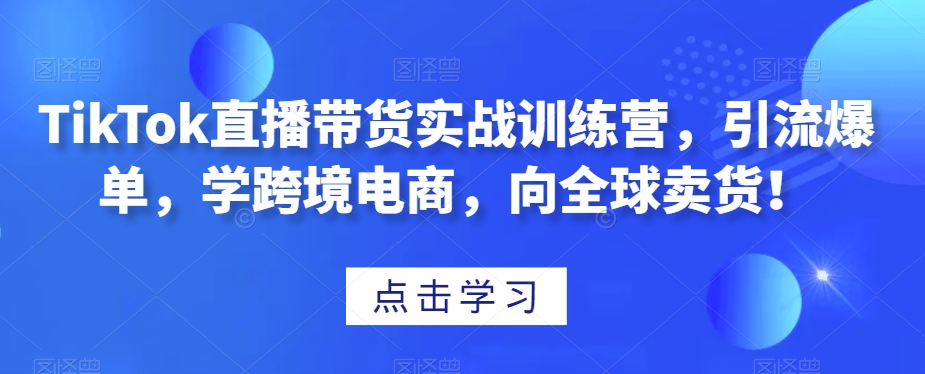 TikTok直播带货实战训练营，引流爆单，学跨境电商，向全球卖货！-升阶有道