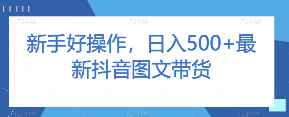 新手好操作，日入500+最新抖音图文带货【揭秘】-升阶有道