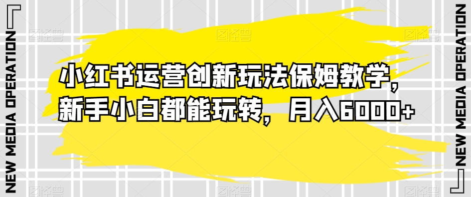 小红书运营创新玩法保姆教学，新手小白都能玩转，月入6000+【揭秘】-升阶有道