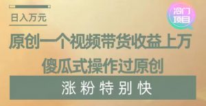 原创一个视频带货收益上万,傻瓜式操作过原创,几分钟做一个视频涨粉特别快【揭秘】-升阶有道