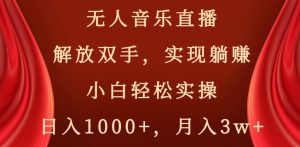 无人音乐直播,解放双手,实现躺赚,小白轻松实操,日入1000+,月入3w+【揭秘】-升阶有道
