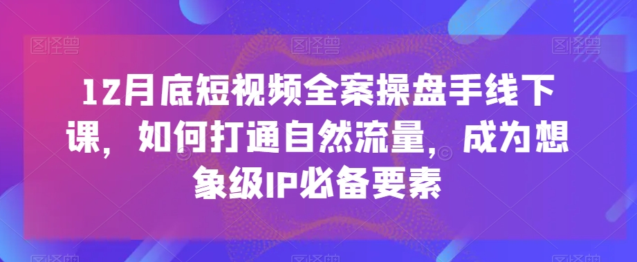 12月底短视频全案操盘手线下课，如何打通自然流量，成为想象级IP必备要素-升阶有道