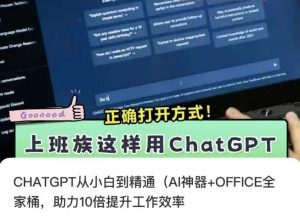 CHATGPT从小白到精通,AI神器+OFFICE全家桶,助力10倍提升工作效率-升阶有道