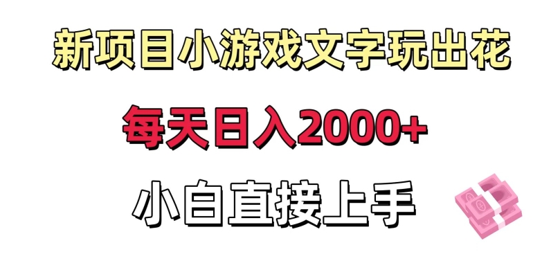 新项目小游戏文字玩出花日入2000+，每天只需一小时，小白直接上手【揭秘】-升阶有道