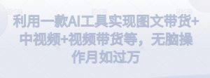 利用一款AI工具实现图文带货+中视频+视频带货等,无脑操作月如过万【揭秘】-升阶有道