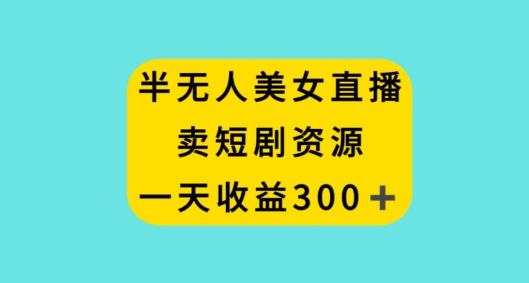 半无人美女直播，卖短剧资源，一天收益300+【揭秘】-升阶有道