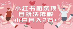 小红书相亲项目玩法拆解,有人通过这个副业项目做到了月收入2万多【揭秘】-升阶有道