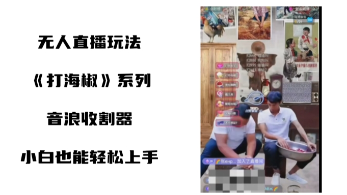 打海椒无人直播整蛊项目，小白轻松上手撸音浪收割器-升阶有道