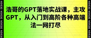 浩哥的GPT落地实战课,主攻GPT,从入门到高阶各种高端法一网打尽-升阶有道