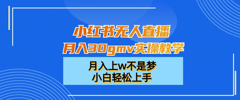 小红书无人直播月入30gmv实操教学，月入上w不是梦，小白轻松上手【揭秘】-升阶有道
