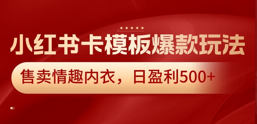 小红书卡模板爆款玩法，售卖情趣内衣，日盈利500+【揭秘】-升阶有道