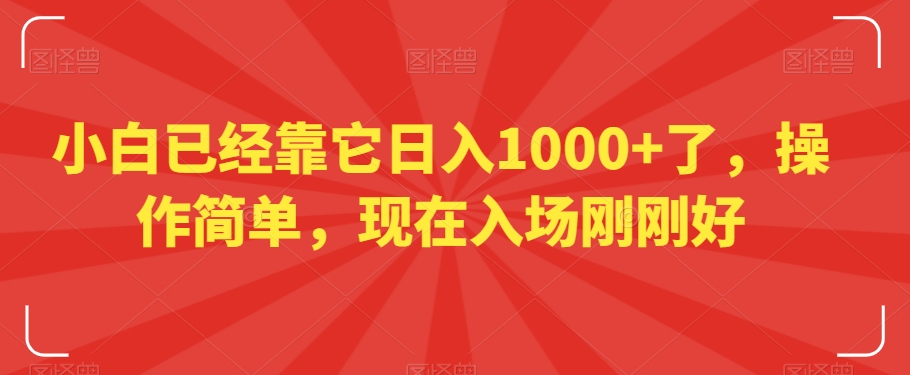 小白已经靠它日入1000+了，操作简单，现在入场刚刚好【揭秘】-升阶有道