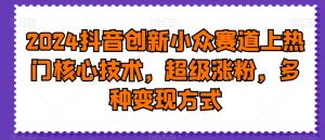 2024抖音创新小众赛道上热门核心技术,超级涨粉,多种变现方式【揭秘】-升阶有道
