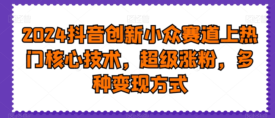 2024抖音创新小众赛道上热门核心技术，超级涨粉，多种变现方式【揭秘】-升阶有道