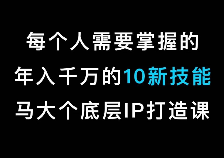 马大个的IP底层逻辑课，​每个人需要掌握的年入千万的10新技能，约会底层IP打造方法！-升阶有道
