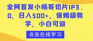 全网首发小杨哥切片IP3.0,日入500+,保姆级教学,小白可做【揭秘】-升阶有道