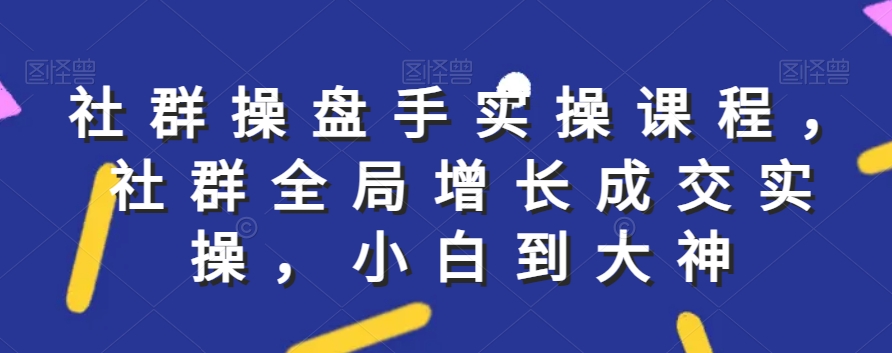 社群实操课程，社群全局增长成交实操，小白到大神-升阶有道