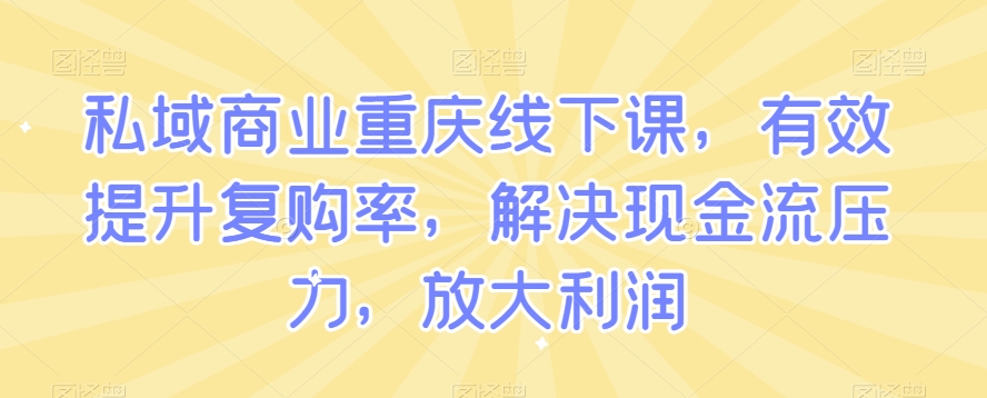 私域商业重庆线下课，有效提升复购率，解决现金流压力，放大利润-升阶有道