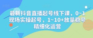 最新抖音直播起号线下课,0~1现场实操起号,1~10+放量稳号精细化运营-升阶有道