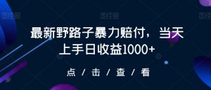 最新野路子暴力赔付,当天上手日收益1000+【仅揭秘】-升阶有道
