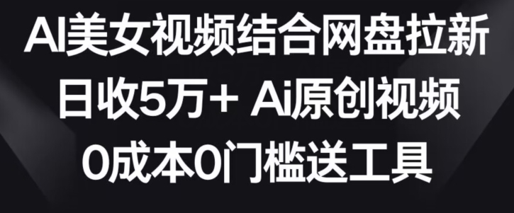 AI美女视频结合网盘拉新，日收5万+两分钟一条Ai原创视频，0成本0门槛送工具【揭秘】-升阶有道