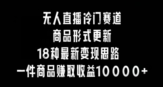 无人直播冷门赛道，商品形式更新，18种变现思路，一件商品赚取收益10000+【揭秘】-升阶有道