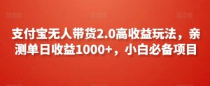 支付宝无人带货2.0高收益玩法，亲测单日收益1000+，小白必备项目【揭秘】-升阶有道