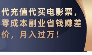 代充值代买电影票，零成本副业省钱赚差价，月入过万【揭秘】-升阶有道