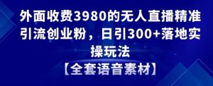 外面收费3980的无人直播精准引流创业粉，日引300+落地实操玩法【全套语音素材】【揭秘】-升阶有道