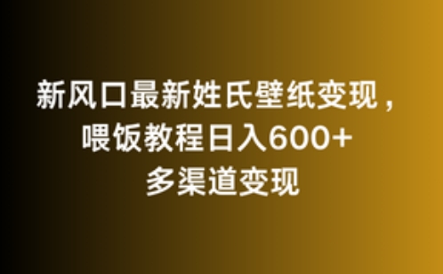 新风口最新姓氏壁纸变现，喂饭教程日入600+【揭秘】-升阶有道