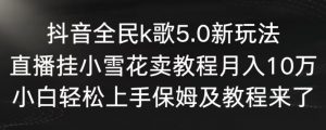 抖音全民k歌5.0新玩法,直播挂小雪花卖教程月入10万,小白轻松上手,保姆及教程来了【揭秘】-升阶有道