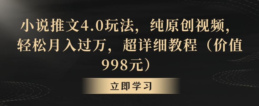 小说推文4.0玩法，纯原创视频，轻松月入过万，超详细教程（价值998元）【揭秘】-升阶有道