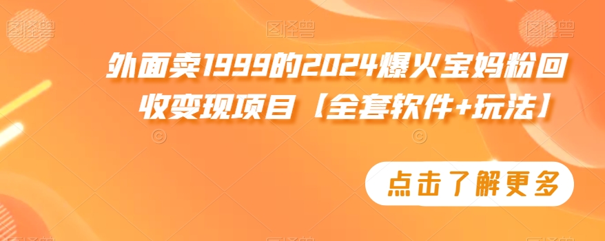 外面卖1999的2024爆火宝妈粉回收变现项目【全套软件+玩法】【揭秘】-升阶有道