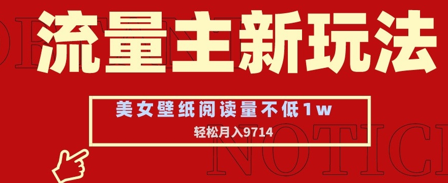流量主新玩法，美女壁纸和头像，阅读量不低于1w，月入9741【揭秘】-升阶有道