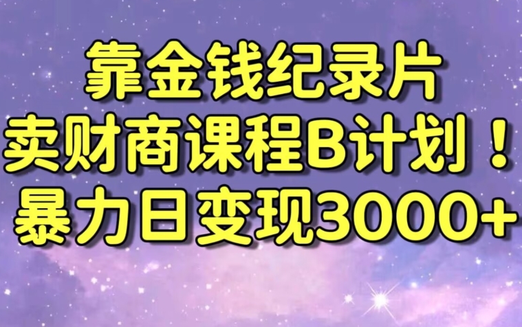 财经纪录片联合财商课程的变现策略，暴力日变现3000+，喂饭级别教学【揭秘】-升阶有道