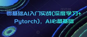 零基础AI入门实战(深度学习+Pytorch),AI必备基础-升阶有道